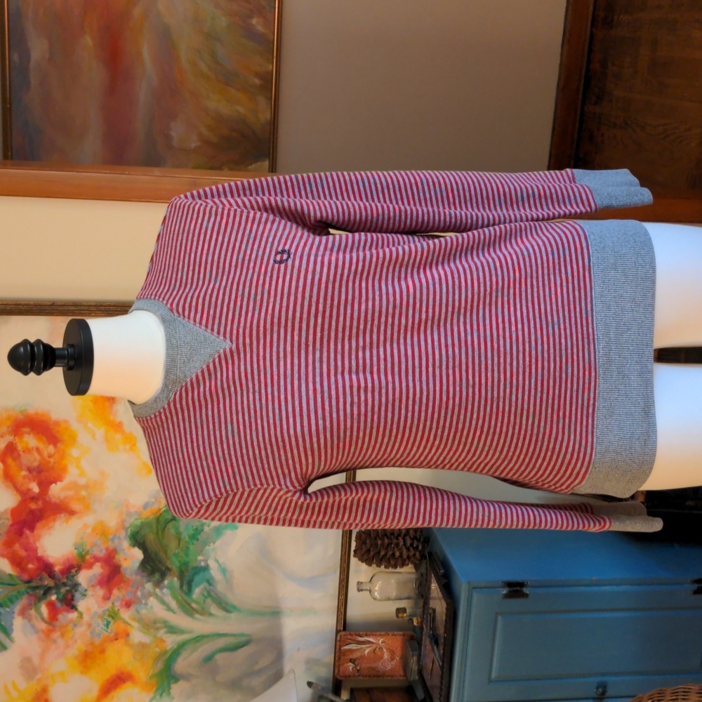 Fred Perry Sweatshirt Red and Grey Stripe XS but fits like a S